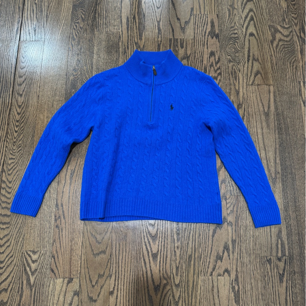 Polo Ralph Lauren Cable-Knit Wool Cashmere Sweater in Deep Royal Blue